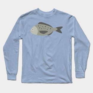 Gray fish icon in flat design Long Sleeve T-Shirt